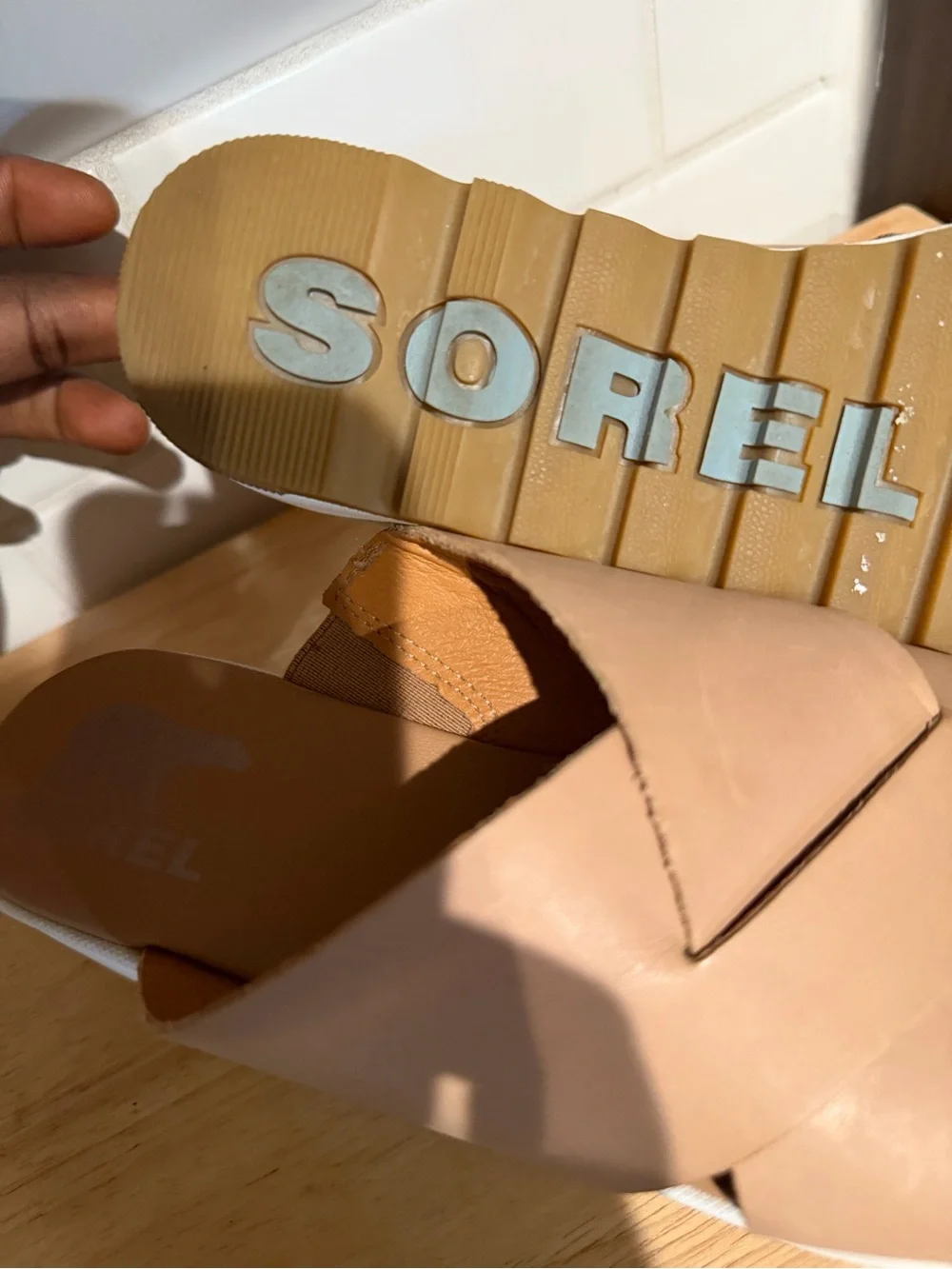 Sorel Cameron Flatform Mule Sandal Leather Size 7.5